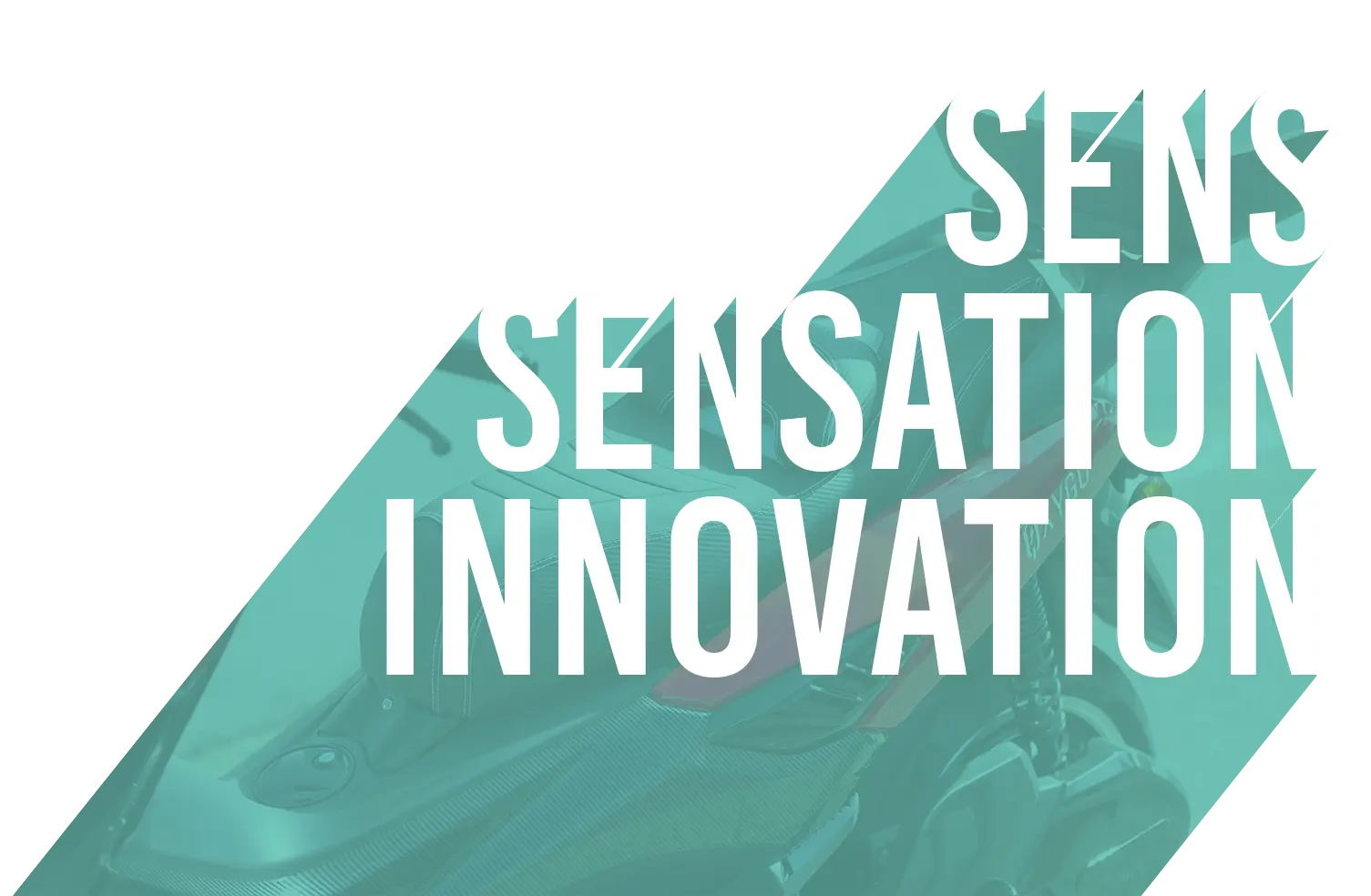 Bannière technologie "Sens Sensation Innovation" sur fond bleu