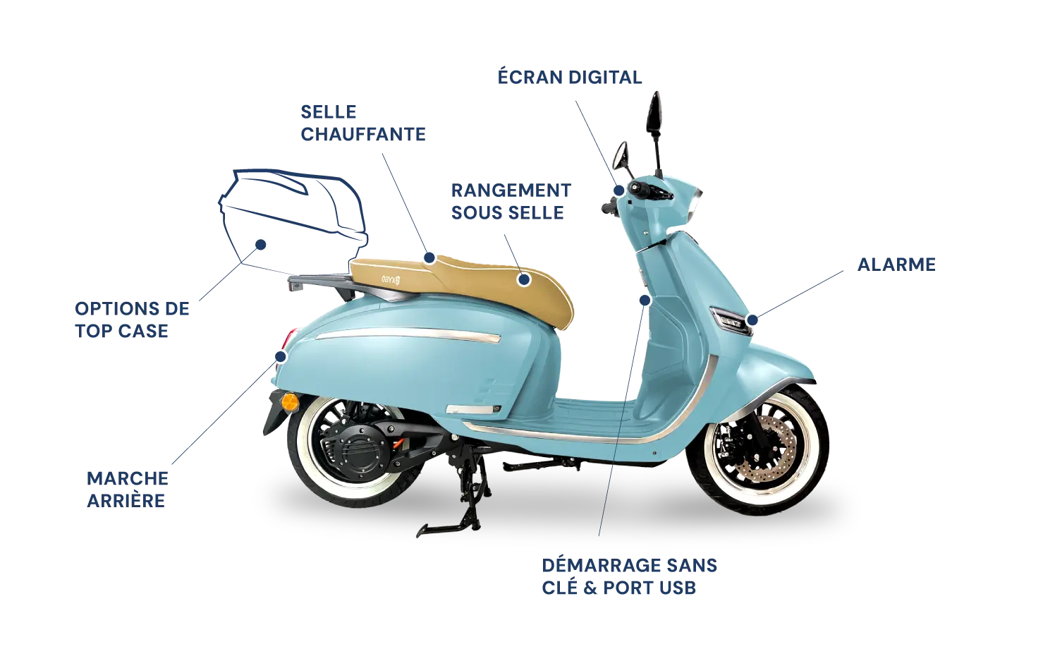 Schéma scooter Wingo en bleu